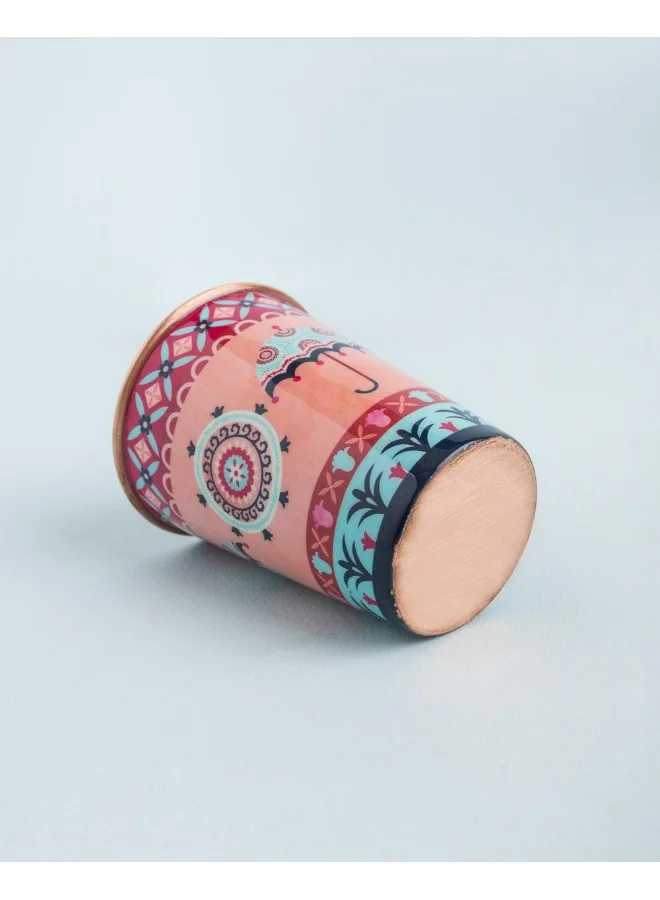 تشامباك كوب نحاسي Chumbak Boho Cycle - كبير ، ضروري لتناول الطعام ، أدوات مائدة ، حديث وعصري ، فوائد صحية نحاسية ، طبيعي ، قابل لإعادة الاستخدام ومتين ، كوب شرب ، كوب ماء ، مقاس 4.3 × 3.5 بوصة