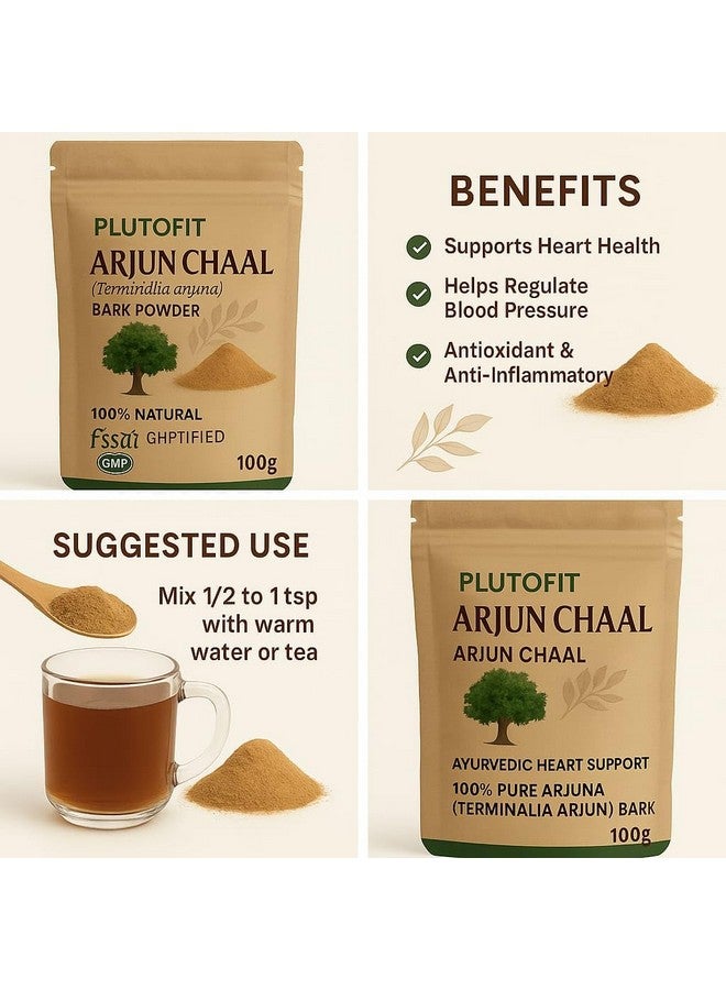 PLUTOFIT Arjuna Chaal Powder, Ayurvedic Heart Support Supplement, Organic Terminalia Arjuna Bark (1200) - Image 2