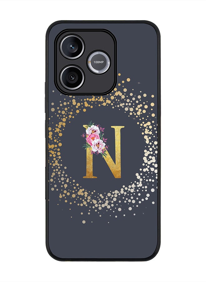 Stylizedd For Honor 600 Lite / 500 Smart / Honor X80i Case,Slim fit Camera Protection, Shockproof Thin Phone cover  - Custom Monogram Floral - N  (Grey ) - Image 1