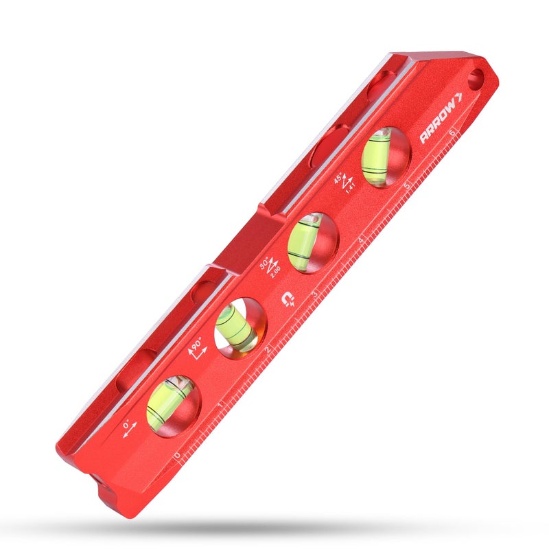 Arrow Fastener ARROW 8-Inch Torpedo Level, Magnetic Level Tool with 0Â°/30Â°/45Â°/90Â° Bubbles, Top-view Windows, Aluminium Alloy Frame, Dual Metric and SAE Scales - Image 1
