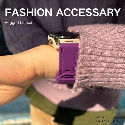 OUTVI 20mm Watch Band for Garmin fenix 5s fenix 6s fenix 7s pro quickfit 20 bands Replacement for garmin epix 2 42mm sapphire short strap Rose Gold women men Purple - Image 3
