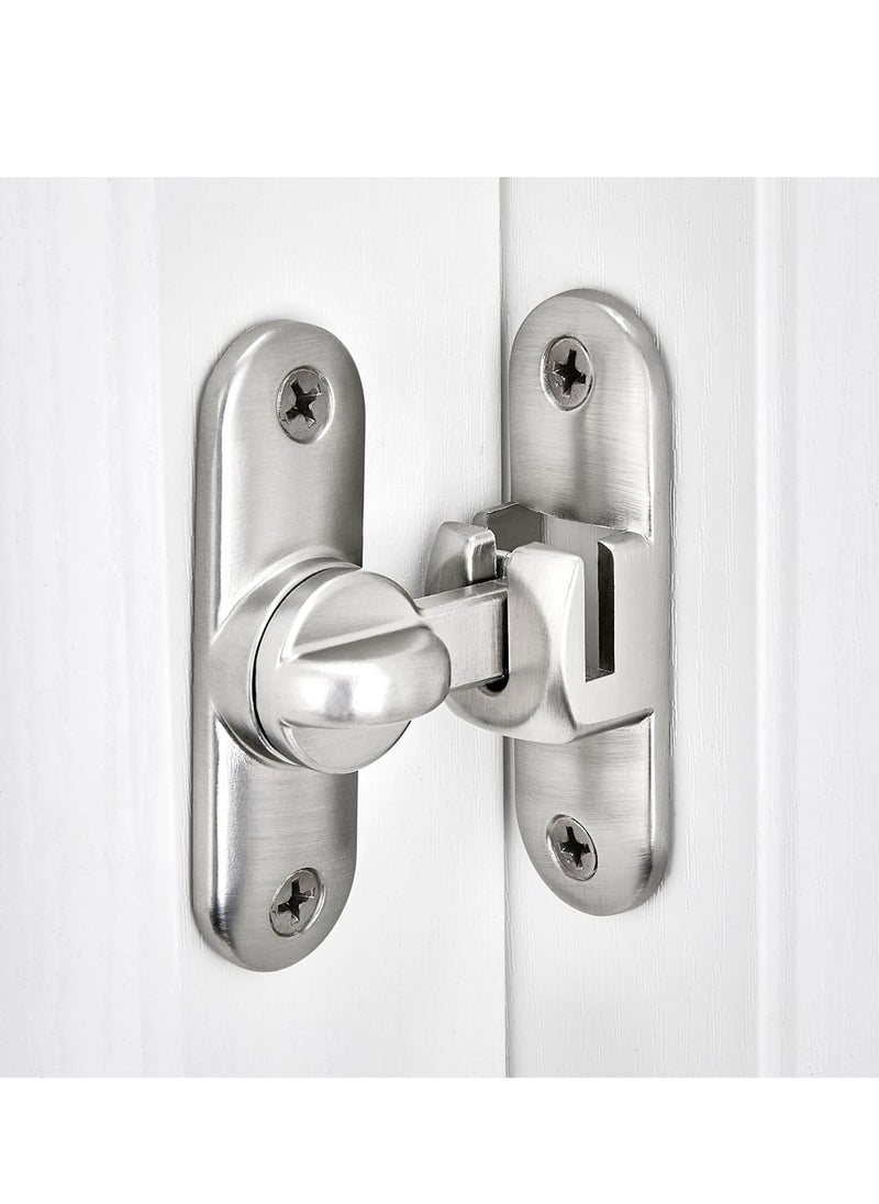 Oasisgalore - Silvery Barn Door Latches, Outward Locking Cabinet/Gate Lock, 90/180 Degree Flip Latch Hardware - Image 1