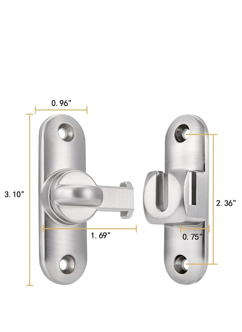 Oasisgalore - Silvery Barn Door Latches, Outward Locking Cabinet/Gate Lock, 90/180 Degree Flip Latch Hardware - Image 1