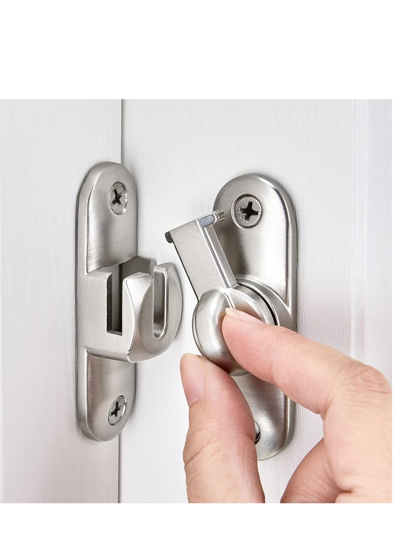Oasisgalore - Silvery Barn Door Latches, Outward Locking Cabinet/Gate Lock, 90/180 Degree Flip Latch Hardware - Image 1