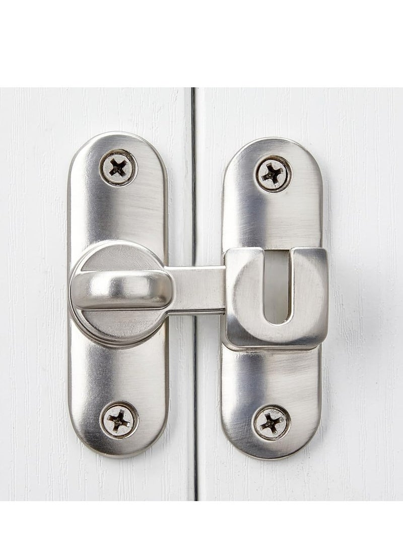 Oasisgalore - Silvery Barn Door Latches, Outward Locking Cabinet/Gate Lock, 90/180 Degree Flip Latch Hardware - Image 1