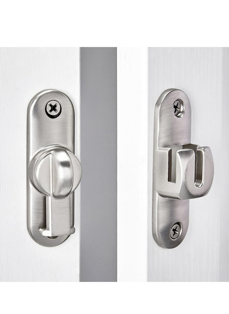 Oasisgalore - Silvery Barn Door Latches, Outward Locking Cabinet/Gate Lock, 90/180 Degree Flip Latch Hardware - Image 1