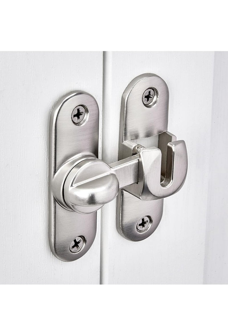 Oasisgalore - Silvery Barn Door Latches, Outward Locking Cabinet/Gate Lock, 90/180 Degree Flip Latch Hardware - Image 1