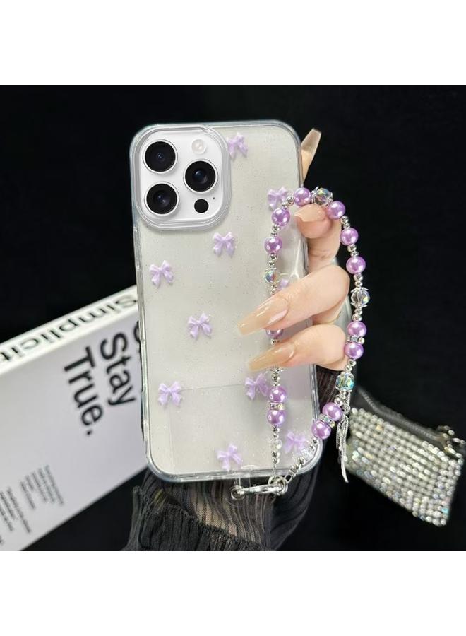 اس-توب جراب لهاتف iPhone 14 Pro، جراب هاتف TPU بسلسلة سوار على شكل فيونكة صغيرة طازجة - Image 1