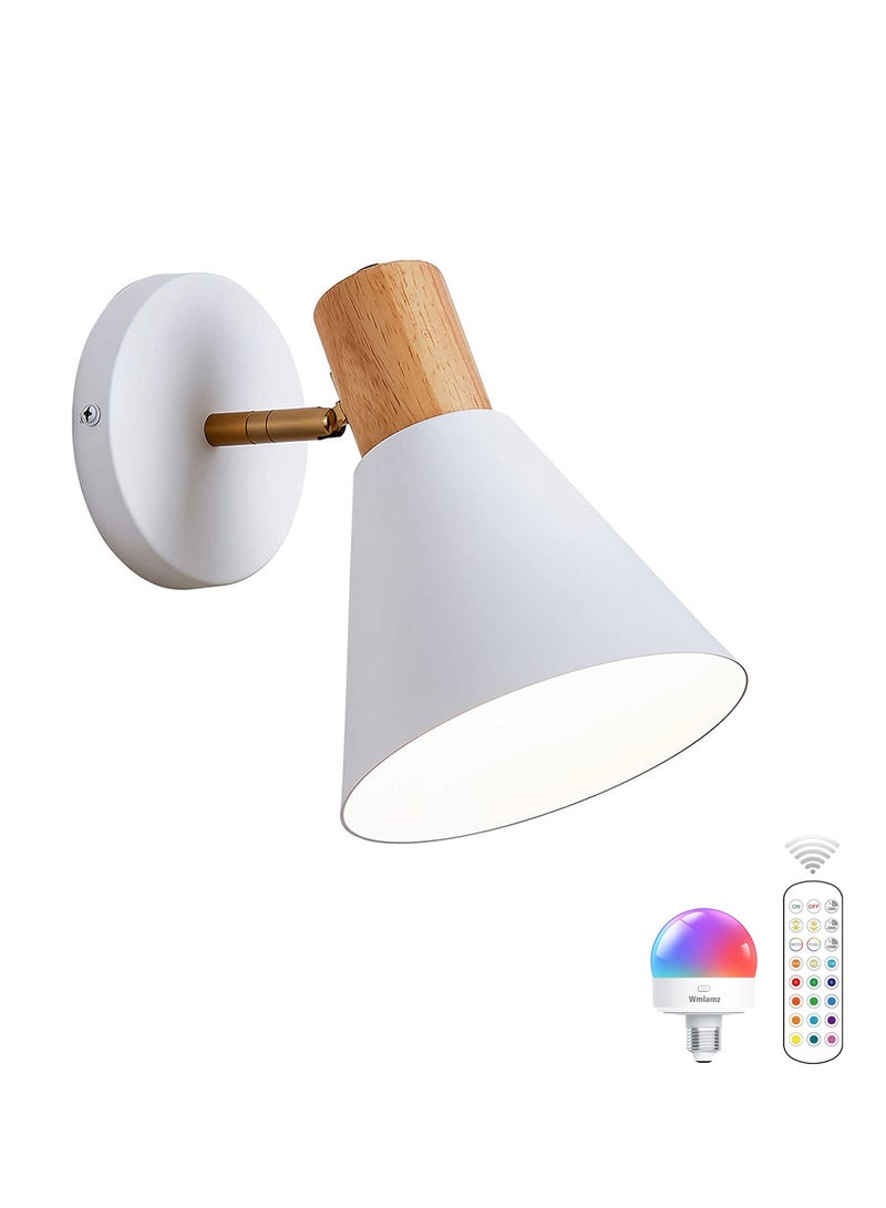 Wmlamz Battery Operated White Wall Lights With Remote, Non Hardwired Study Porch Stair Bedroom Lamps - Image 1