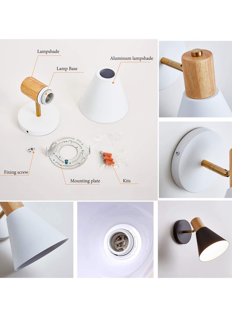 Wmlamz Battery Operated White Wall Lights With Remote, Non Hardwired Study Porch Stair Bedroom Lamps - Image 2