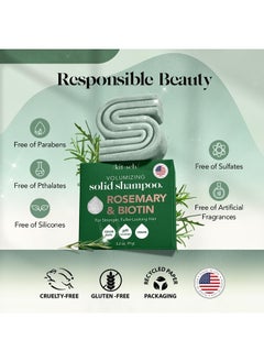 Kitsch Rosemary & Biotin Volumizing Natural Shampoo Bar | Strengthening & Thickening Shampoo for All Hair Types, Made in USA, Vegan, Paraben Sulfate & Cruelty Free Soap  - Image 4