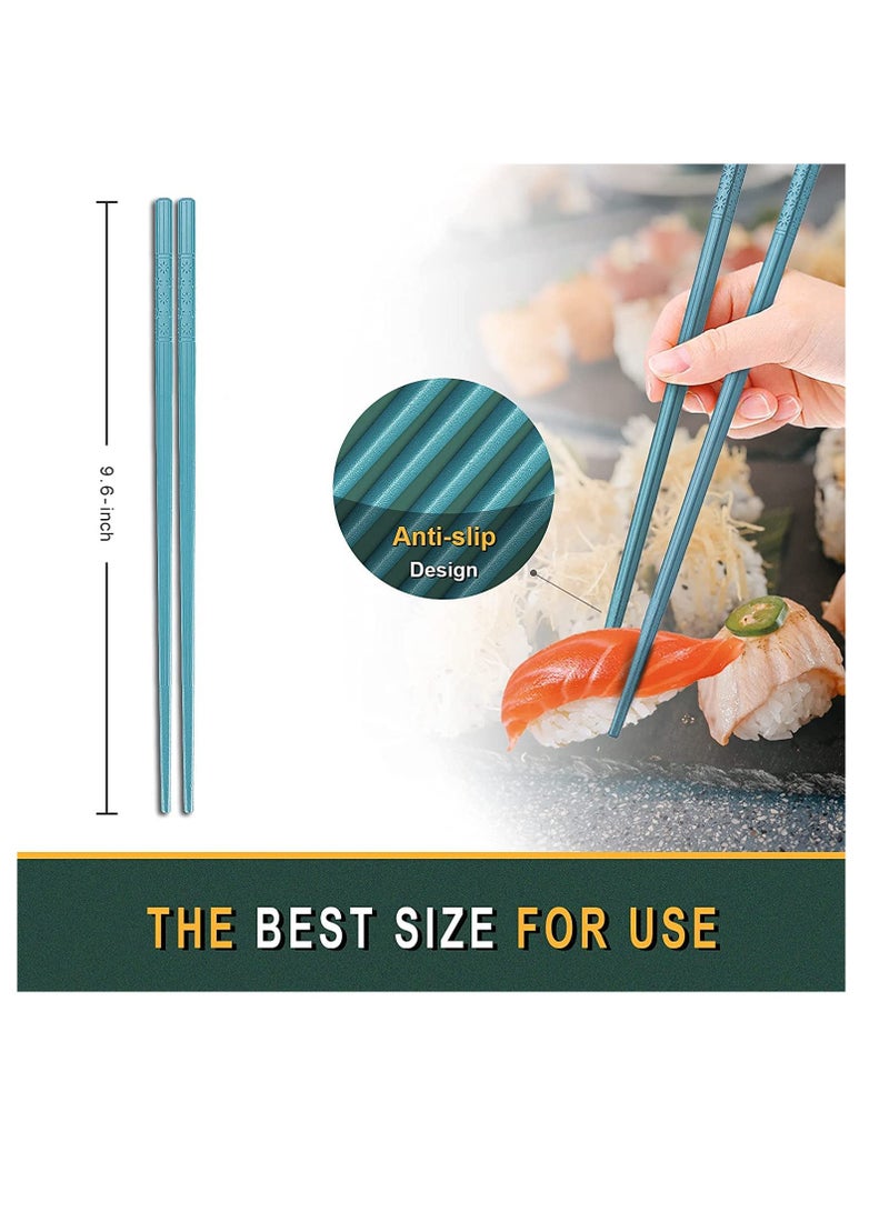SOLARAE Chopsticks, 10 Pairs Multicolor Reusable Chopsticks Dishwasher Safe, Non-Slip Chop Sticks Gift Set Japanese Style, Dishwasher Safe, 24.4cm - Image 2