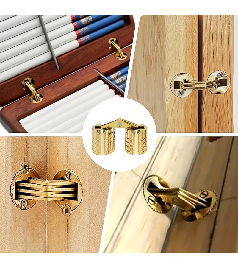 4pcs Brass Barrel Hinges for Small Wooden Boxes and Crates - Image 4