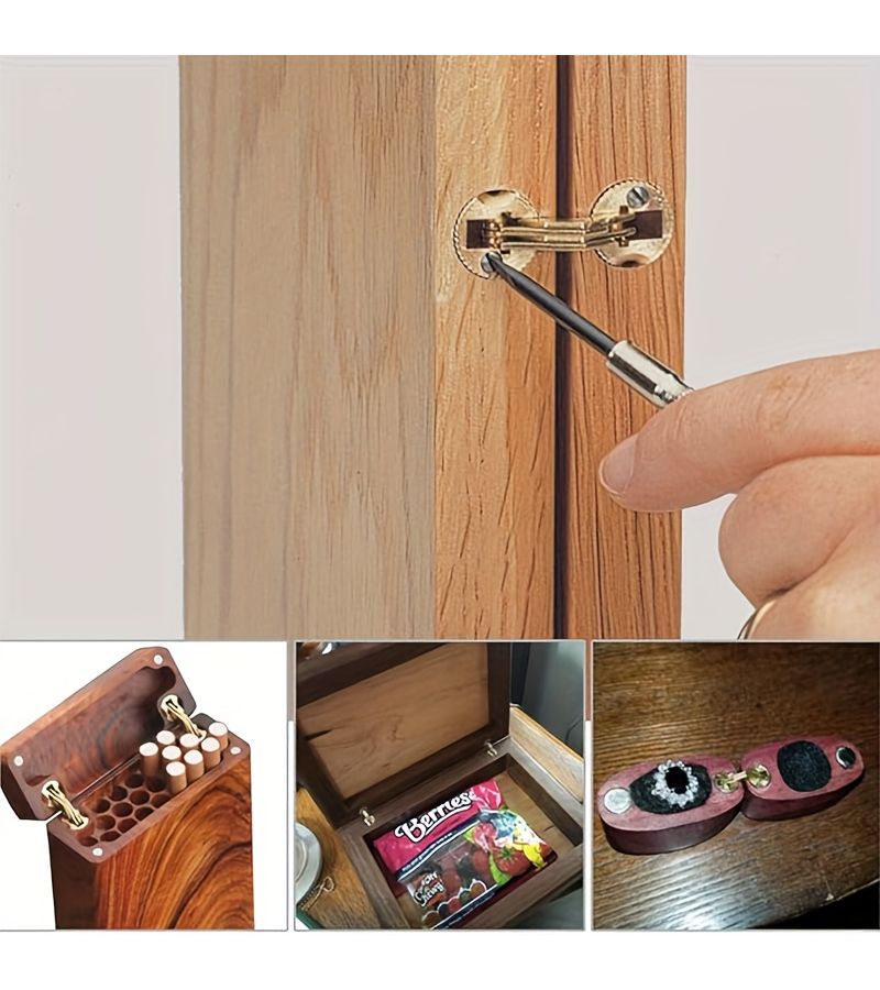 4pcs Brass Barrel Hinges for Small Wooden Boxes and Crates - Image 5