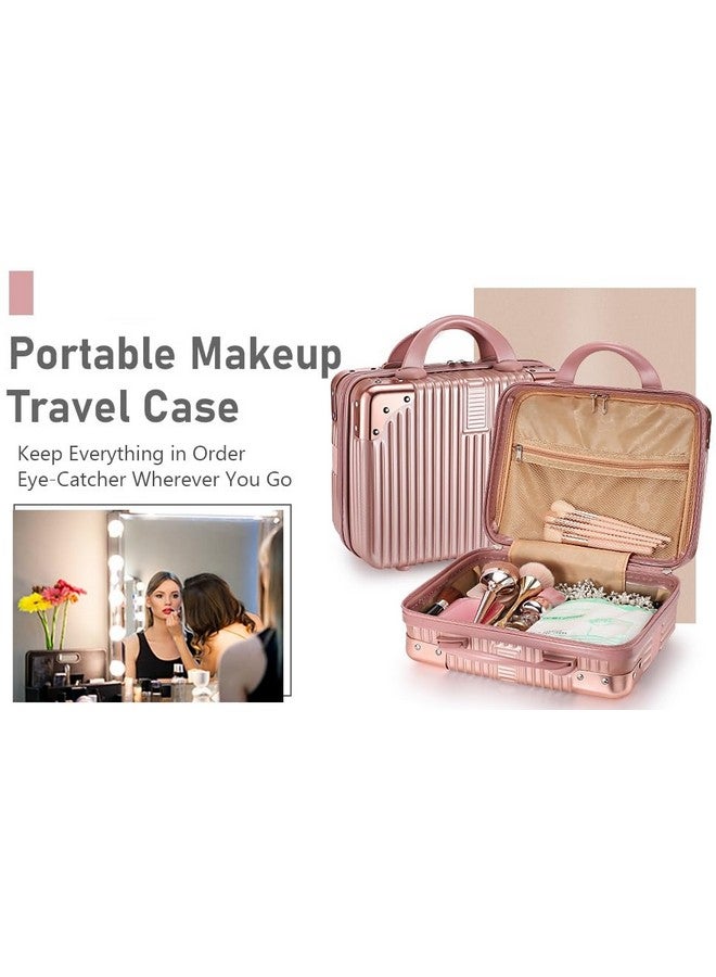 TONSYL Portable Makeup Travel Case Hard Shell Cosmetic Travel Case, Small Travel Hand Luggage with Elastic Band, Mini ABS Carrying Makeup Case Suitcase, Travel Camping - Image 5