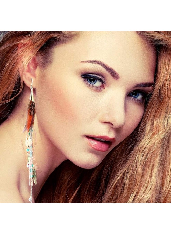 Badu Boho Colorful Feather Feather Dangle Earrings for Women Bohemian Shell Beads Long Tassel Design Drop Earrings - Image 2