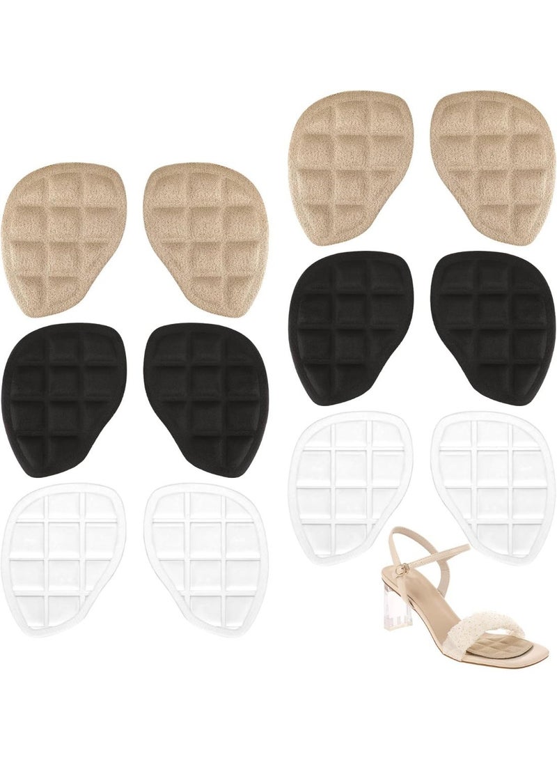 6 Pairs High Heel Comfort Pads, Non Slip Pads for Heels Thickened Heel Inserts for Women Self-Adhesive Foot Pads Reusable Metatarsal Pads Relief Foot Pain and Bunion Forefoot Support - Image 1