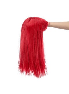 SWACC SWACC 14 Inches Short Straight Medium Shoulder Length Wig with Blunt Cut Bangs and Bottom End Synthetic Heat Resistant Hair Wigs for Women with Wig Cap (Red)  - Image 5
