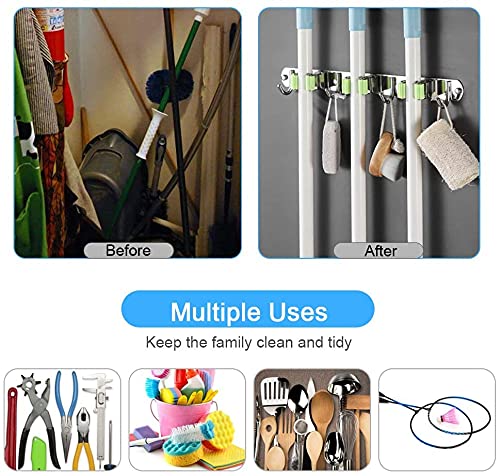 BAREPEPE 304 Stainless Steel Mop And Broom Holder Wall Mounted Stand - Pack Of 1, Hanging Shelves - Image 5