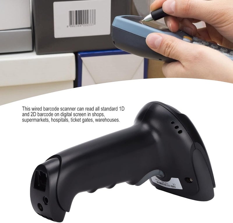 Tyenaza Barcode Scanner 1D 2D Portable Ergonomic Comfortable Plug and Play Wired Barcode Scanner for Shop Market Hospital - Image 2