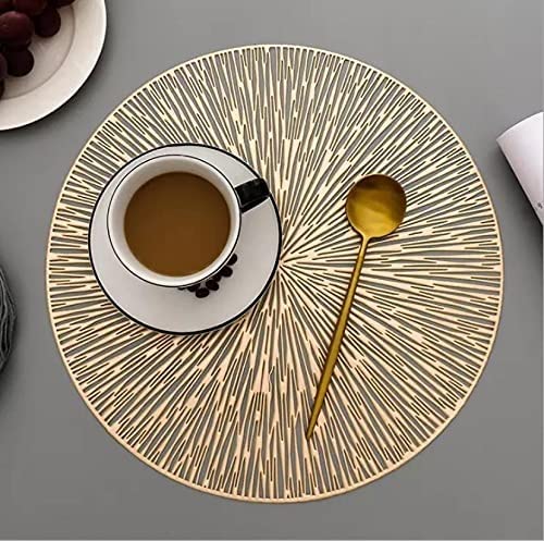 Luxula PVC Vinyl Plastic Stain Resistant HeatResistant Round Table Place mats Hot Vessels for Kitchen Dining Table Sun Shape 4 PCS - Image 3