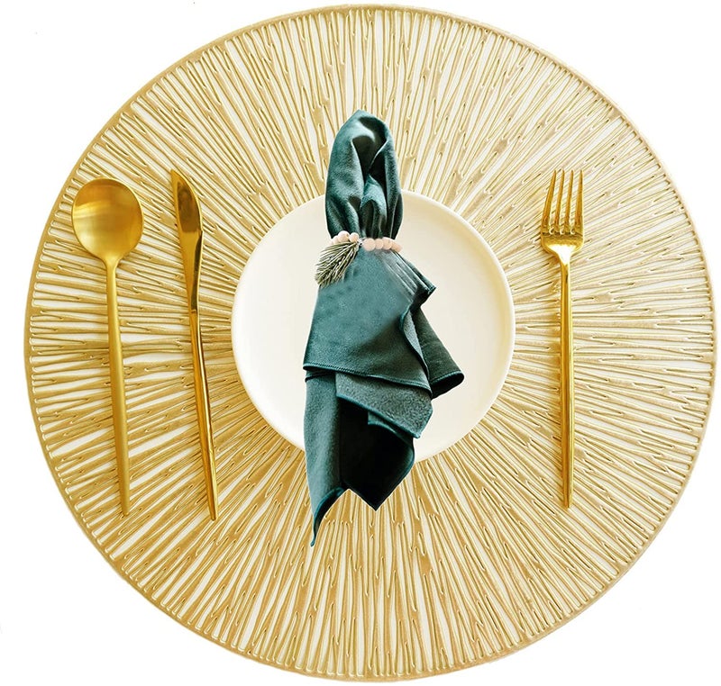 Luxula PVC Vinyl Plastic Stain Resistant HeatResistant Round Table Place mats Hot Vessels for Kitchen Dining Table Sun Shape 4 PCS - Image 1