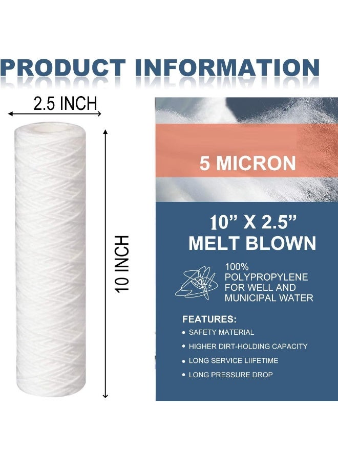 Royal Apex Water Filter Replacement Cartridges 10" Polypropylene Cotton Sponge Universal Cartridges, Standard Pre-Filter Yarn Sediment For Standard Ro Systems (Pack Of 2, 10" Cotton Yarn (160G)) - Image 2