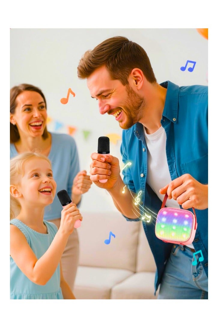 Mini Karaoke Machine for Kids Adults, Portable Bluetooth Speaker with 2 Wireless Microphones,18 Pre-Loaded Songs Toys Birthday Gifts for Girls 4, 5, 6, 7, 8+ Years Old Toddler Teens - MULTICOLOR - Image 2