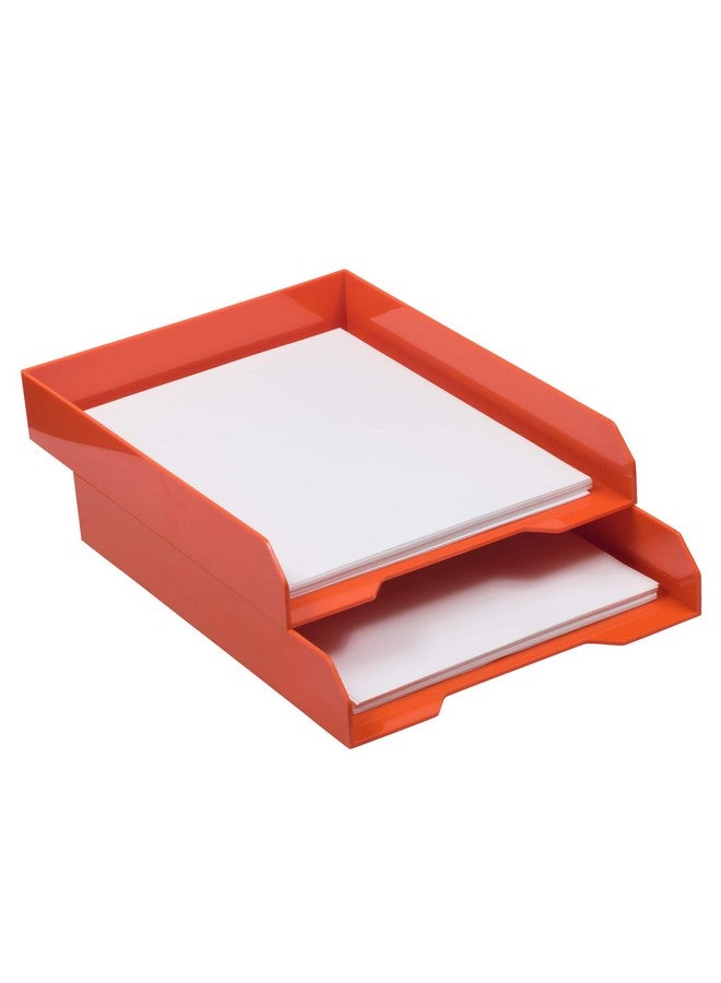JAM PAPER Stackable Paper Trays - Orange - Desktop Document, Letter, & File Organizer Tray - 2/Pack - Image 3
