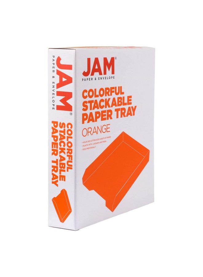 JAM PAPER Stackable Paper Trays - Orange - Desktop Document, Letter, & File Organizer Tray - 2/Pack - Image 5