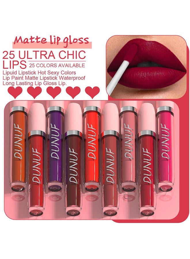 DUNUF Matte Liquid Lipstick,Super Matte Longwear No-Budge Stay On Smudge Proof Liquid Lipstick Long Lasting Makeup for Women,Highly Pigmented Color and Instant Shine #06 - Image 3