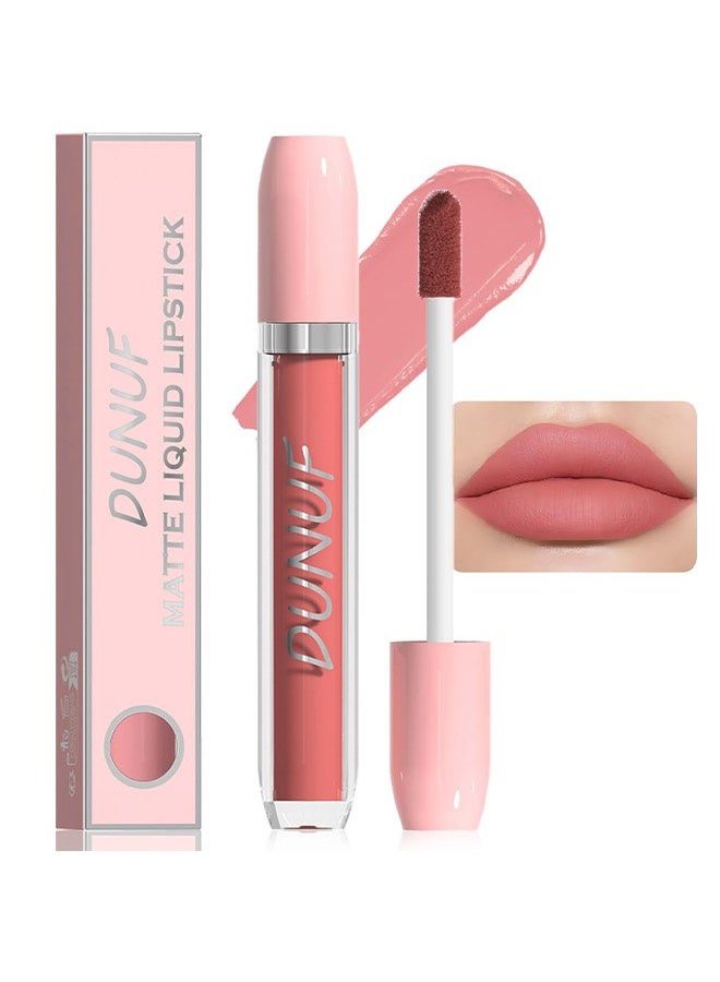 DUNUF Matte Liquid Lipstick,Super Matte Longwear No-Budge Stay On Smudge Proof Liquid Lipstick Long Lasting Makeup for Women,Highly Pigmented Color and Instant Shine #06 - Image 1