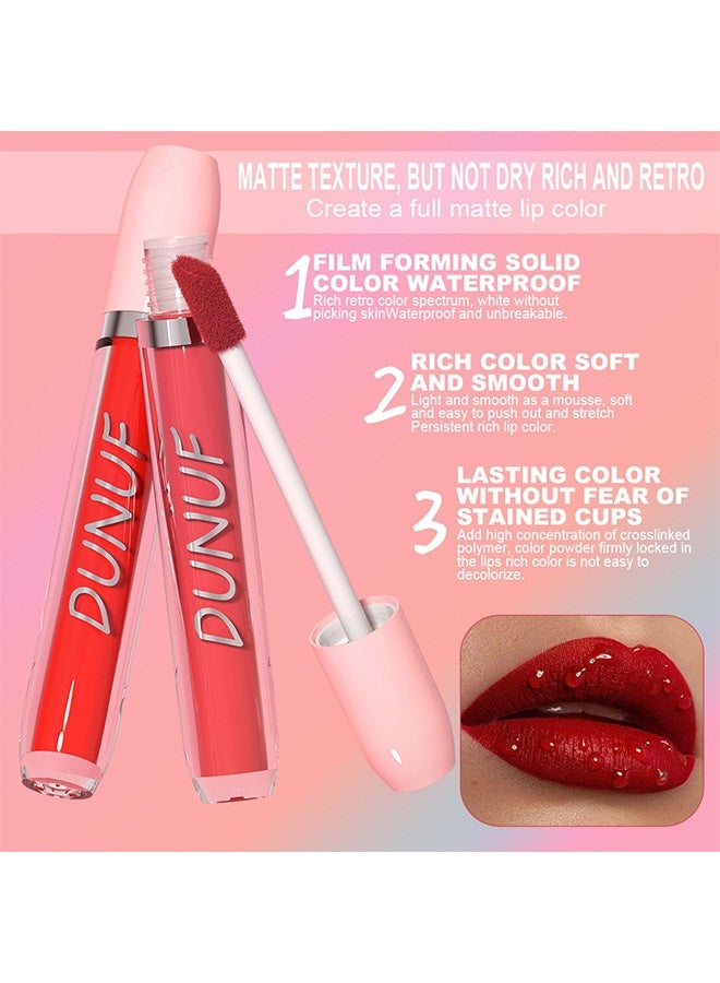 DUNUF Matte Liquid Lipstick,Super Matte Longwear No-Budge Stay On Smudge Proof Liquid Lipstick Long Lasting Makeup for Women,Highly Pigmented Color and Instant Shine #06 - Image 5