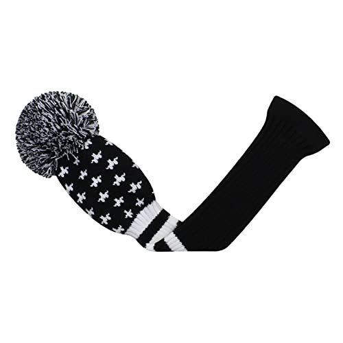 Scott Edward Knit Golf Club Cover for Woods and Driver Set of 5 Head Covers Protect Driver Wood(460cc) 1 Fairway Wood2 and Hybrid/UT2 with Rotating Club Number Tags (Black Star) - Image 4