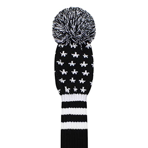 Scott Edward Knit Golf Club Cover for Woods and Driver Set of 5 Head Covers Protect Driver Wood(460cc) 1 Fairway Wood2 and Hybrid/UT2 with Rotating Club Number Tags (Black Star) - Image 5