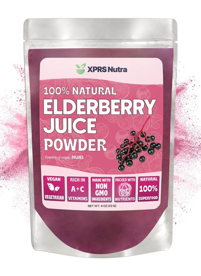 XPRS Nutra - Elderberry Juice Powder Elderberry Powder Organic Fruit Juice Mix Powdered Elderberries Supplement Rich In Vitamins A And C (4 Oz) - Image 1