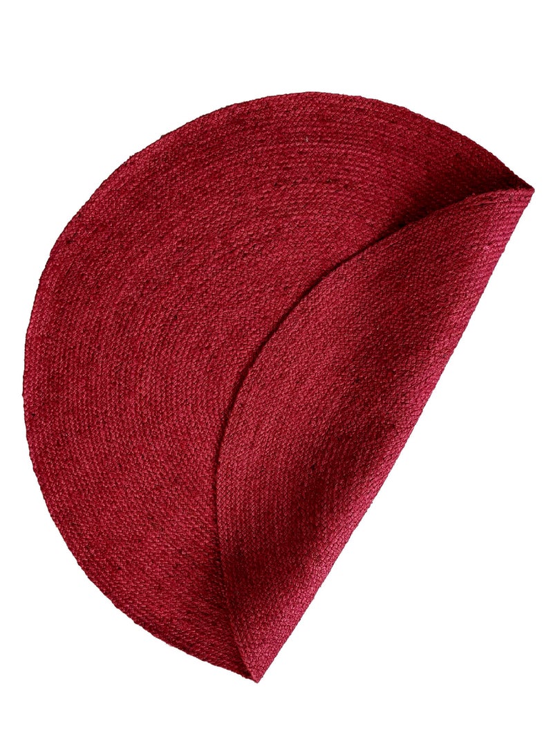 رمشة سجادة الجوت المصنوعة يدويًا هي سجادة مستديرة حمراء ناعمة ومتينة BR-060 لغرفة النوم وغرفة المعيشة - Image 2