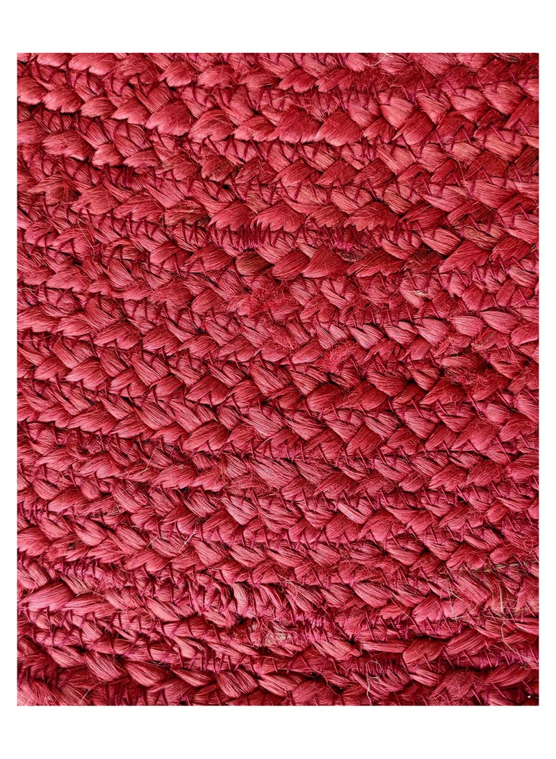 رمشة سجادة الجوت المصنوعة يدويًا هي سجادة مستديرة حمراء ناعمة ومتينة BR-060 لغرفة النوم وغرفة المعيشة - Image 3