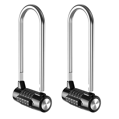 KeeKit 5 Digit Combination Padlock, 4.65 Inch Long Shackle Resettable Padlock, Lengthened Gym Lock Waterproof for School, Employee, Gym & Sports Locker, Gate, Toolbox, Case, Fence - Black, 2 Pack - Image 1