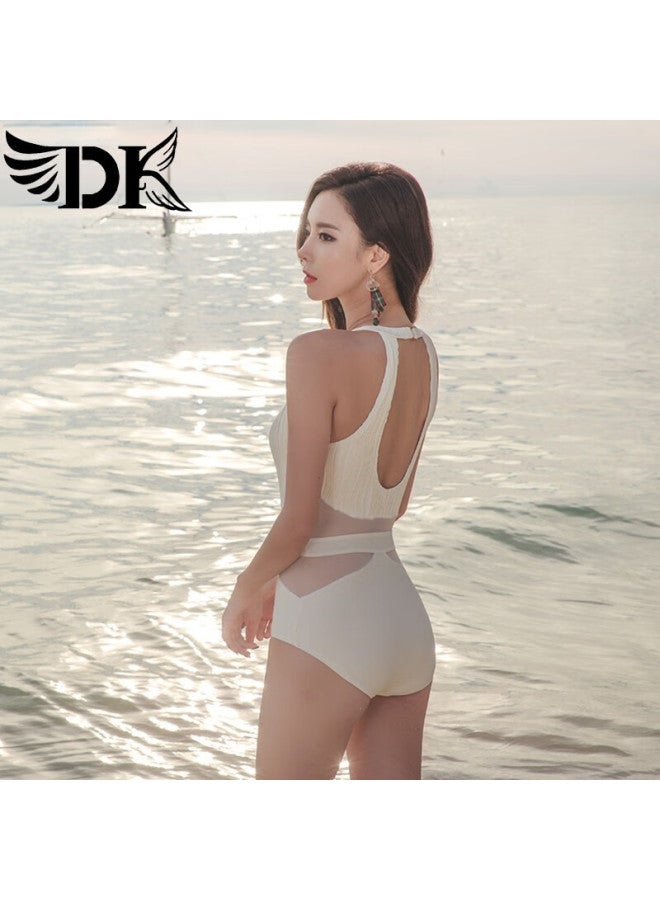 دي كيه Dk Women's Swimsuit تنحيف، التحكم في البطن، قطعة واحدة محافظة، أبيض وأسود، رفع الصدر للصدر الصغير، مناسب للينابيع الساخنة والسباحة - Image 2
