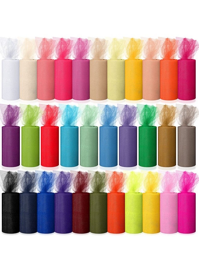 JaGely 32 Colors Tulle Rolls Tulle Fabric 6 Inches By 25 Yards Rainbow Tulle Ribbon Netting Net Mesh Spool Material For Tutu Wedding Decoration Party Gift Wrapping Skirt Dress Diy Craft - Image 1