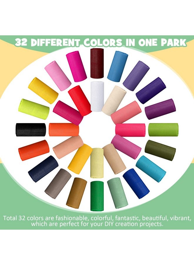 JaGely 32 Colors Tulle Rolls Tulle Fabric 6 Inches By 25 Yards Rainbow Tulle Ribbon Netting Net Mesh Spool Material For Tutu Wedding Decoration Party Gift Wrapping Skirt Dress Diy Craft - Image 2