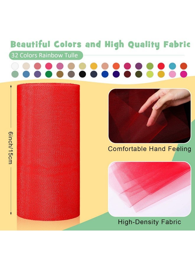 JaGely 32 Colors Tulle Rolls Tulle Fabric 6 Inches By 25 Yards Rainbow Tulle Ribbon Netting Net Mesh Spool Material For Tutu Wedding Decoration Party Gift Wrapping Skirt Dress Diy Craft - Image 3