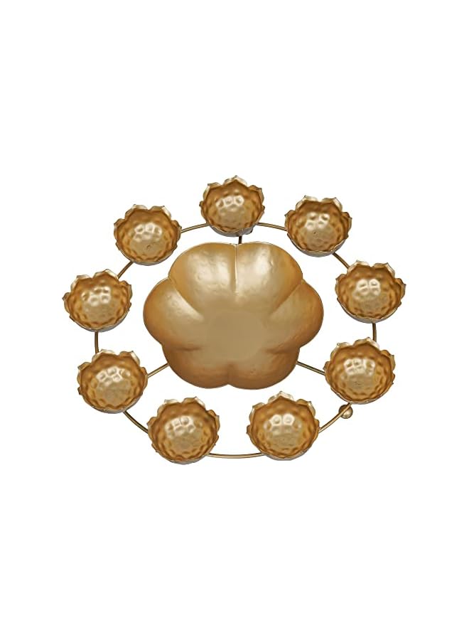 The Bros Premium 9 Lotus Diya Shape urli Bowl for Home and Pooja Decorations| Urli tealight Candle Holder for Home and Office Decor| Lotus Urli Bowls (12 Inches,Gold)- Diwali Candle Holder  - Image 3
