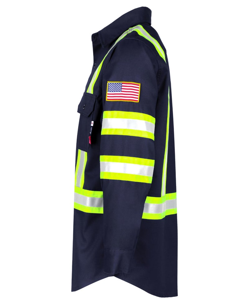 BOCOMAL FR Shirts High Visibility Button Down 7.5oz ANSI/ISEA Type O Class1 Flame Resistant Hi Vis Refective Safety Jacket - Image 2
