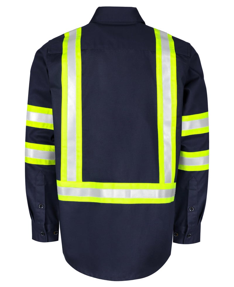 BOCOMAL FR Shirts High Visibility Button Down 7.5oz ANSI/ISEA Type O Class1 Flame Resistant Hi Vis Refective Safety Jacket - Image 3
