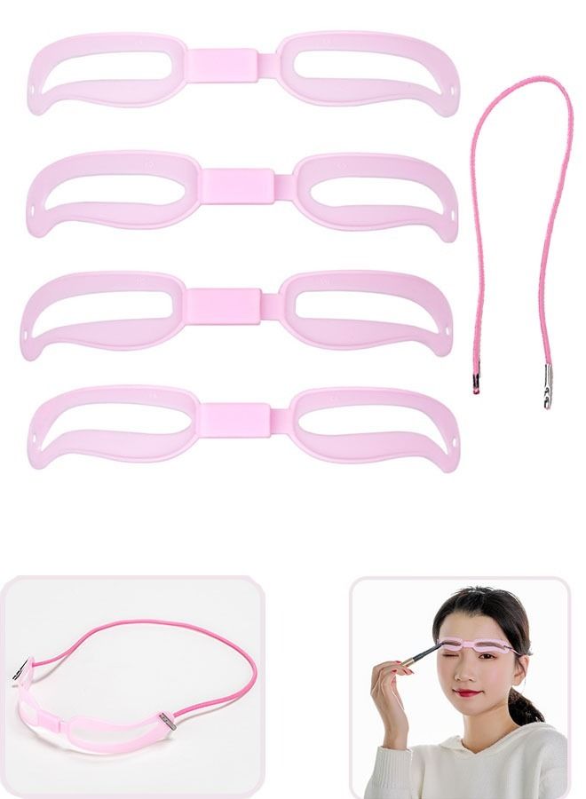 4 Pcs Reusable Waterproof Eyebrows Shape Stencil Eyebrow Shaping Kit Eyebrow Template With and Strap - Image 1