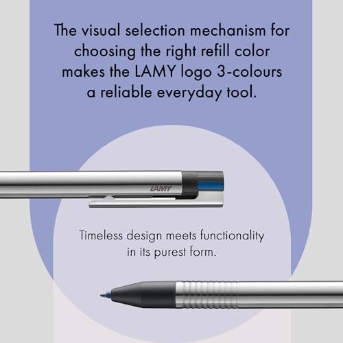 Lamy logo 3-colours - multicoloured ballpoint pen (black, blue, red) with a sight dial mechanism in an elegant stainless steel case - incl ballpoint refills M 21 in black, blue & red - Image 5
