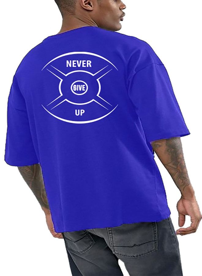 Genérico Men's Oversize T-shirt - NEVER GIVE UP Printed for exercise, gym and bodybuilding 8  - Image 3