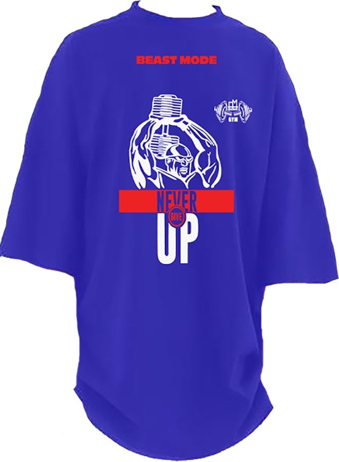 Genérico Men's Oversize T-shirt - NEVER GIVE UP Printed for exercise, gym and bodybuilding 8  - Image 4